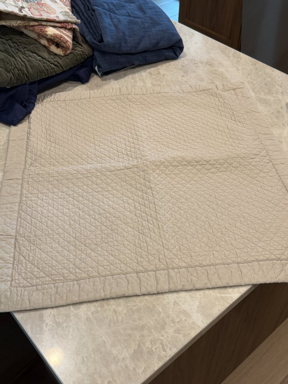 Ralph Lauren Home Taupe Quilted Euro Sham Cotton Diamond Stitch Pillow Cover - Picture 2 of 7